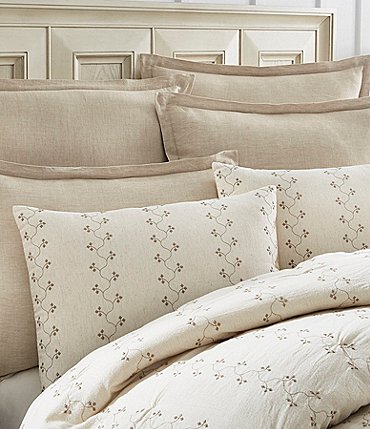 Image of Southern Living Monroe Embroidered Cotton & Linen Comforter Mini Set