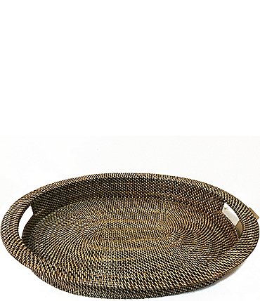 Image of Southern Living Spring Collection Nito Woven Oval Serving Tray with Handles