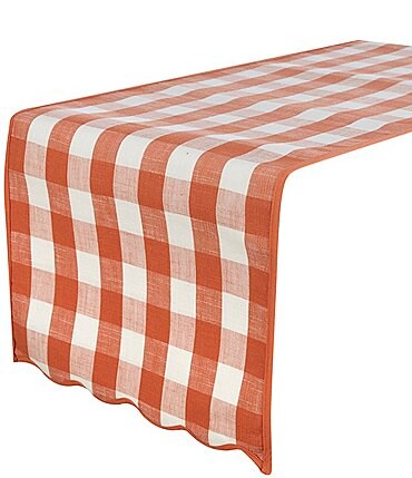 Image of Southern Living Orange Coop Check Scalloped Table Runner, 72"