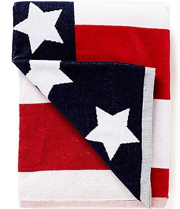 Image of Southern Living Outdoor Living Collection Americana American Flag Cotton Beach Towel