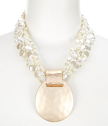 Image of Southern Living Pearl Torsade Pendant Statement Necklace