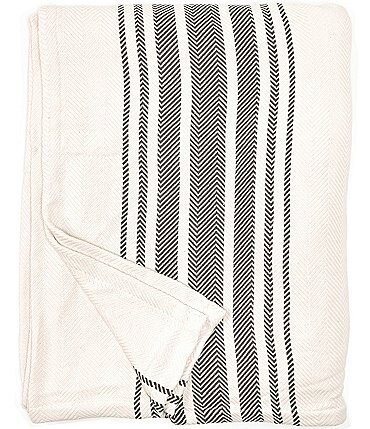 Image of Southern Living Simplicity Collection Landon Herringbone Stripe Bed Blanket