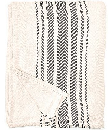 Image of Southern Living Simplicity Collection Landon Herringbone Stripe Bed Blanket