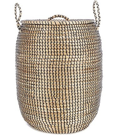 Image of Southern Living Simplicity Collection Landon Seagrass Lidded Hamper