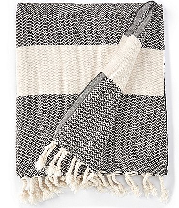 Image of Southern Living Simplicity Collection Wool Striped & Fringed Throw
