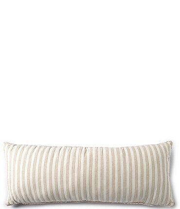 Image of Southern Living Simplicity Duo Cotton & Linen Solid & Striped Fringed Reversible Pillow