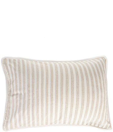 Image of Southern Living Simplicity Duo Cotton & Linen Solid & Striped Fringed Reversible Sham