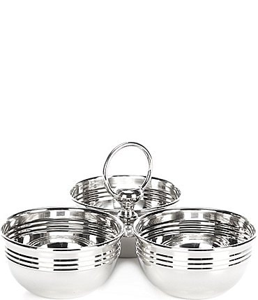 Image of Southern Living Stainless Steel 3-Section Nut Bowl with Handle