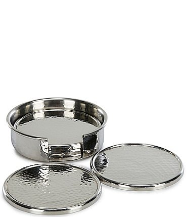 Image of Southern Living Stainless Steel Hammered Coasters, Set of 4