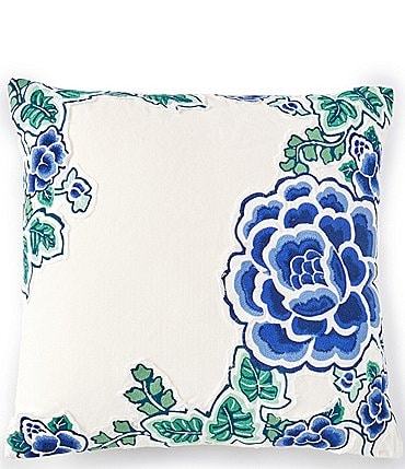 Image of Southern Living x Mrs. Southern Social Embroidered Velvet Floral Vine Pillow