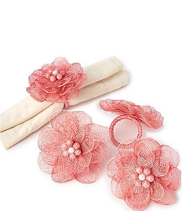 Image of Southern Living x Nellie Howard Ossi Collection Sinamay Flower Napkin  Rings, Set of 4