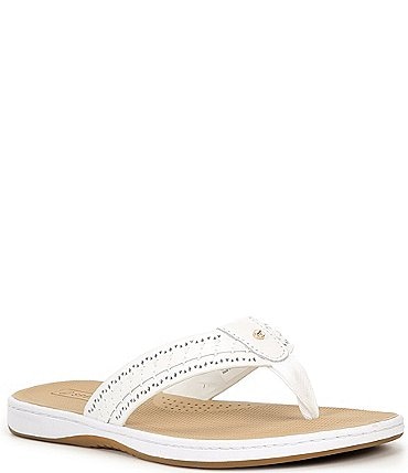 Image of Sperry Women's Seafish 3 Perforated Leather Flip Flops