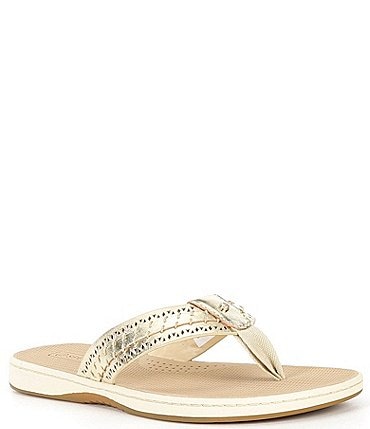 Image of Sperry Women's Seafish 3 Perforated Leather Flip Flops