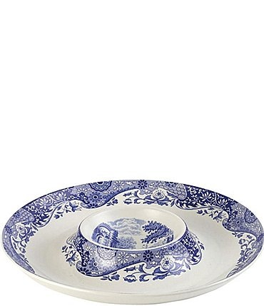 Image of Spode Blue Italian Chinoiserie Chip and Dip Server