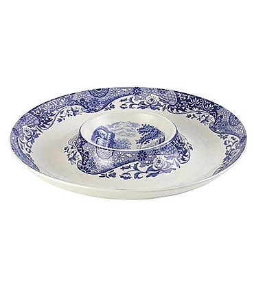 Image of Spode Blue Italian Chinoiserie Chip and Dip Server