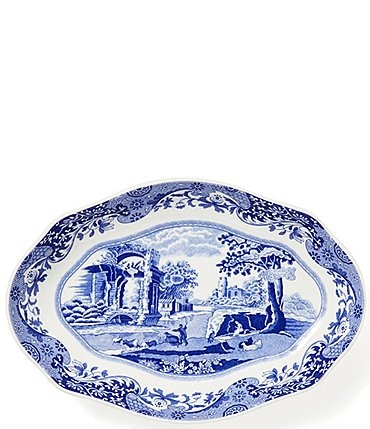 Image of Spode Blue Italian Collection Oval Fluted Dish