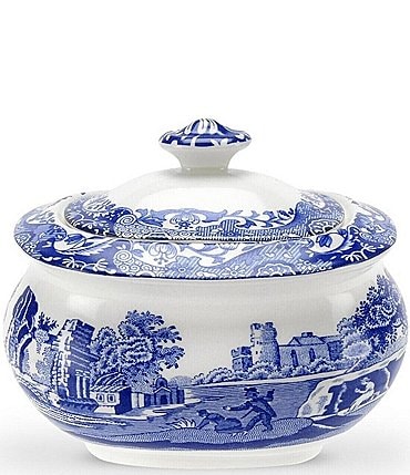 Image of Spode Blue Italian Covered Sugar Bowl