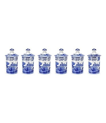 Image of Spode 6-Piece Blue Italian Spice Jar Set