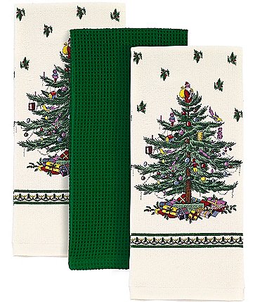 Image of Spode Christmas Tree 3-Piece Kitchen Towel Set