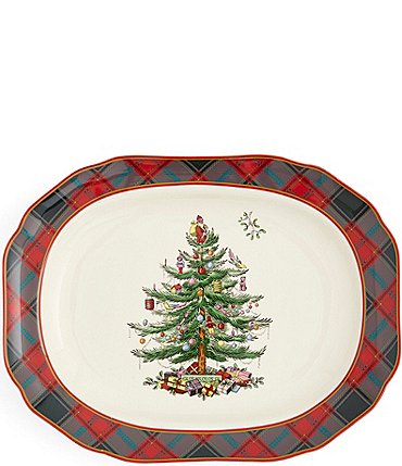 Image of Spode Christmas Tree Collection Tartan 14" Rectangular Platter