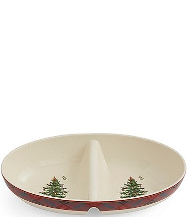 Image of Spode Christmas Tree Collection Tartan Oval Divided Server
