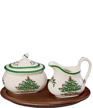 Image of Spode Christmas Tree Cream and Sugar 3-Piece Set