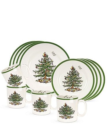 Image of Spode Christmas Tree Dinnerware Set, Service for 4