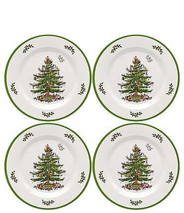 Image of Spode Christmas Tree Melamine Dinner Plates, Set of 4
