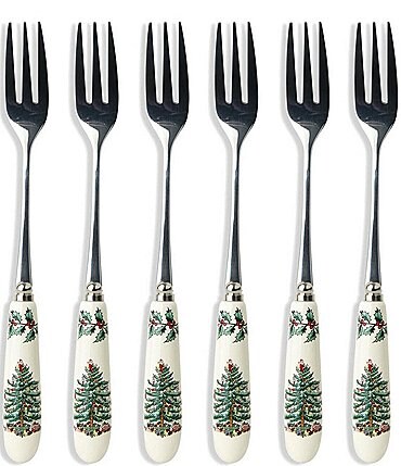 Image of Spode Christmas Tree Pastry Forks, Set of 6