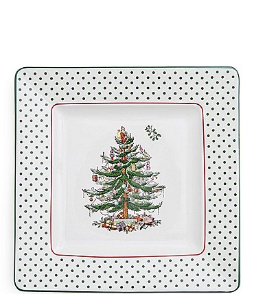 Image of Spode Christmas Tree Polka Dot Square Platter