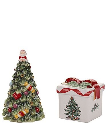 Image of Spode Christmas Tree Salt and Pepper Set, Figural