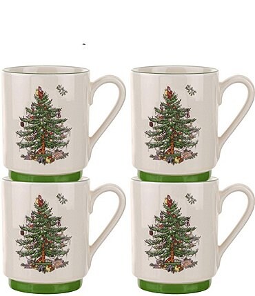 Image of Spode Christmas Tree Stacking Mugs Set of 4