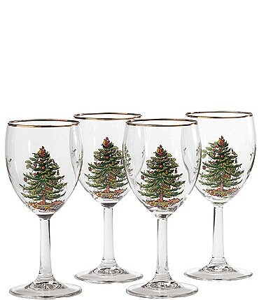 Image of Spode Christmas Tree Wine Glasses Set of 4