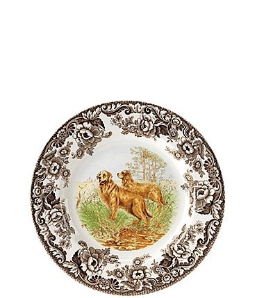Image of Spode Festive Fall Collection Woodland Hunting Dogs Golden  Retriever Salad Plate