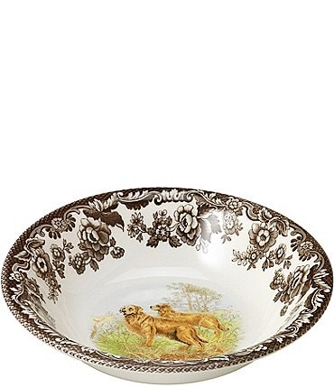 Image of Spode Festive Fall Collection Woodland Hunting Dogs Golden Retriever Ascot Cereal Bowl