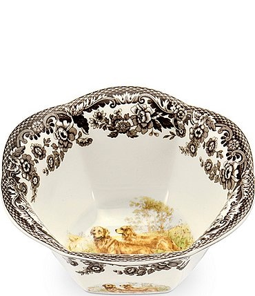 Image of Spode Festive Fall Collection Woodland Hunting Dogs Golden Retriever Nut Bowl
