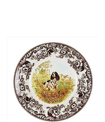 Image of Spode Festive Fall Collection Woodland Hunting Dogs Spaniel Salad Plate