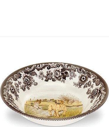 Image of Spode Festive Fall Collection Woodland Hunting Dogs Yellow Labrador Retriever Ascot Cereal Bowl