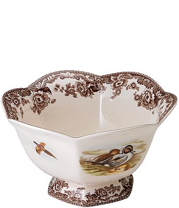 Image of Spode Festive Fall Collection Woodland Lapwing/Pintail Hexagonal Footed Bowl