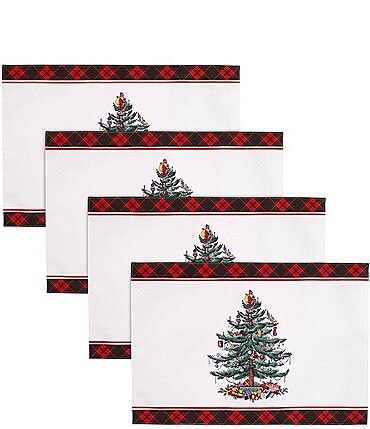 Image of Spode Holiday Tartan Collection Christmas Tree Placemats, Set of 4