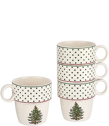 Image of Spode Polka Dot Stackable Mugs, Set of 4
