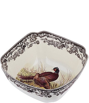 Image of Spode Festive Fall Collection Woodland Pheasant Deep Square Serving Bowl