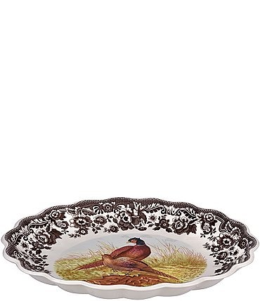 Image of Spode Festive Fall Collection Woodland Pheasant Oval Fluted Dish