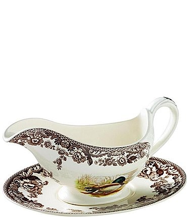 Image of Spode Festive Fall Collection Woodland Sauce Boat & Stand