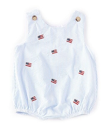 Image of Starting Out Baby Boys 3-24 Months Sleeveless American Flag Seersucker Bubble Romper