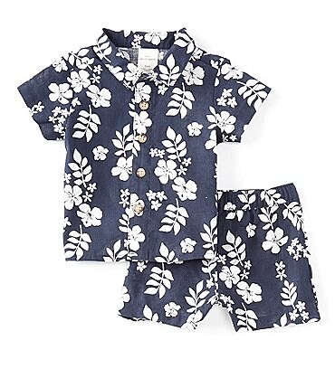 Image of Starting Out Baby Boy 3-24 Months Short Sleeve Floral Print Short Set