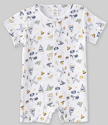 Image of Starting Out Baby Boys 3-24 Months Short Sleeve Travel Printed Shortall