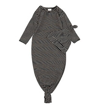 Image of Starting Out Baby Boy Newborn - 6 Months Black Stripe Gown Set