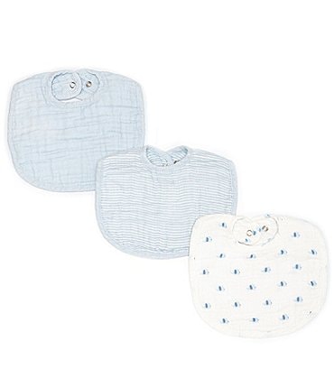 Image of Starting Out Baby Boys Elephant 3-Pack Muslin Bibs