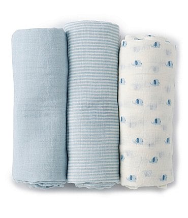 Image of Starting Out Baby Boys Elephant 3-Pack Swaddle Blankets